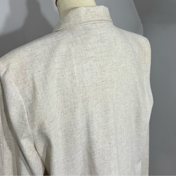 Vintage Linen Blazer Jacket Longline Jacket Neutral Spring Top Lightweight Layer - Picture 8 of 9